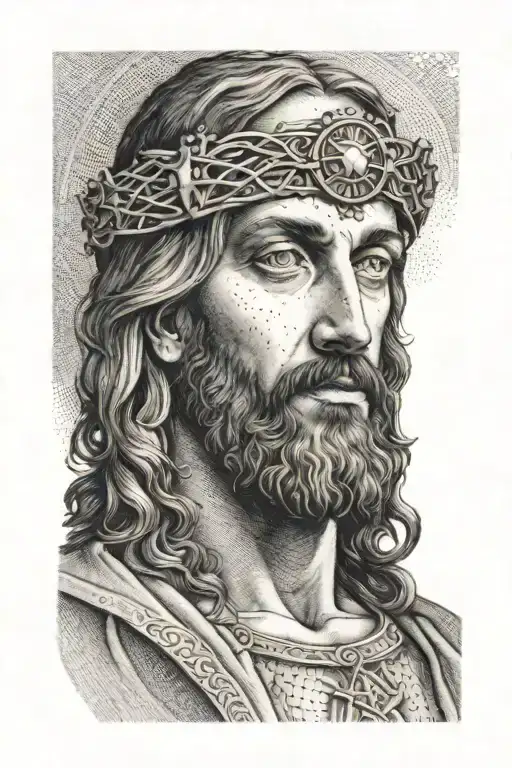 Jesus Portrait With Third Eye On Forehead
