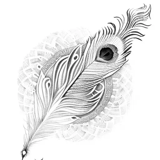 Peacock Feather And Trishul