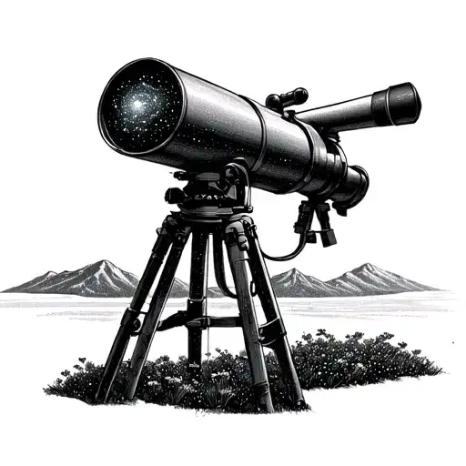 A Serene Outdoor Landscape With A Telescope Observing Distant Galaxies