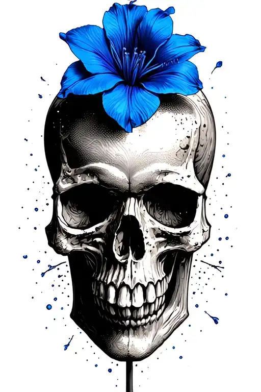 Colorado Blue Columbine Flower And Skull Wearing