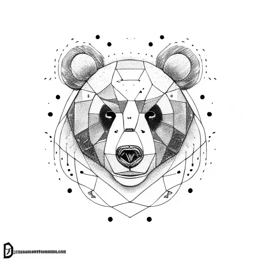 Lineart Bear Face With Scar