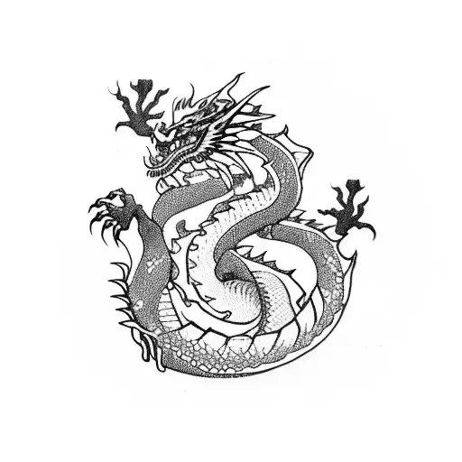 Dragon With A Climbing Plant