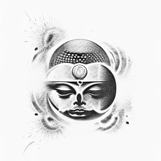 Celestial Black Hole With A Mirage Of Budha And Latin For Memento Mori