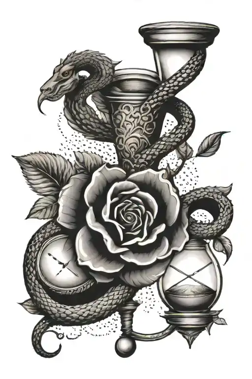 Snake And Hourglass And Rose