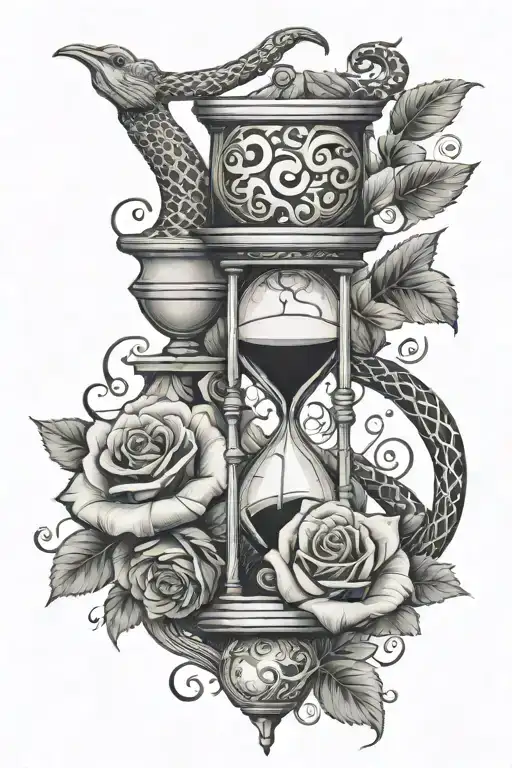 Snake And Hourglass And Rose Among Them