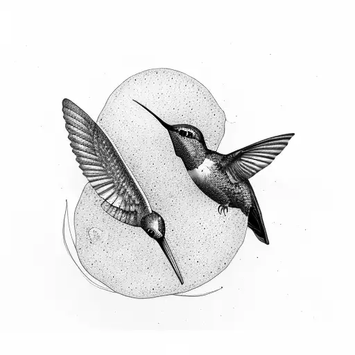 Hummingbird Eating From A Purple Flower