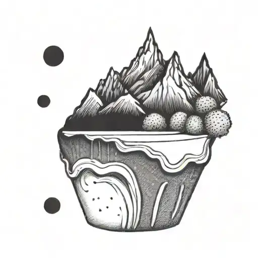 A Birthday Cake With Hills In The Background