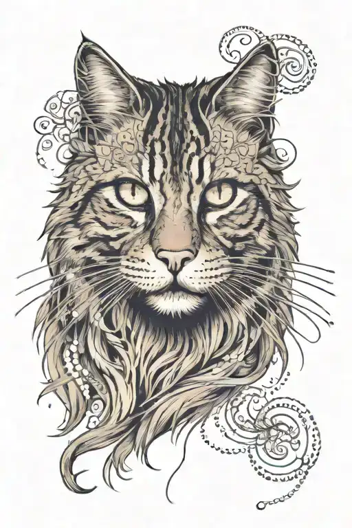 A Long-haired Tabby Cat With Honey-coloured Eyes And A Long Whisker