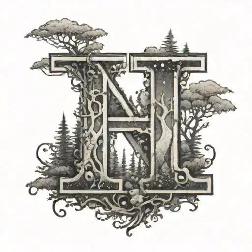 The Letter H With Forest Inside
