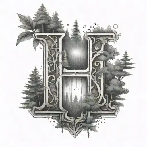 The Letter H With Forest Inside