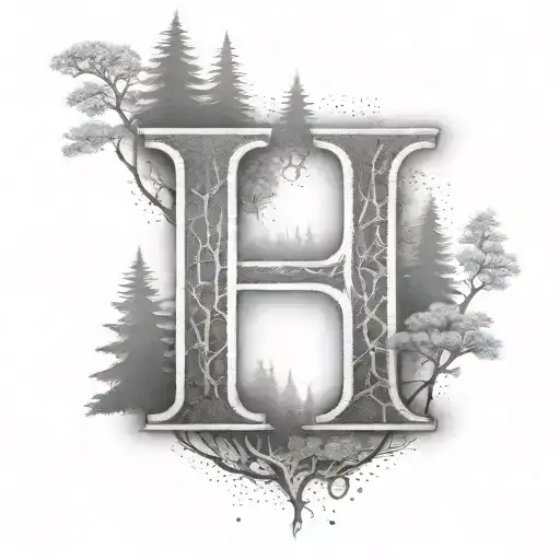 The Letter H With Forest Inside