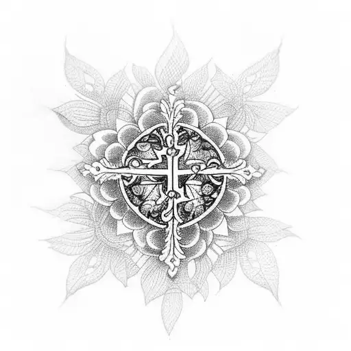 A Delicate Cross Adorned With An Intricate Floral Pattern