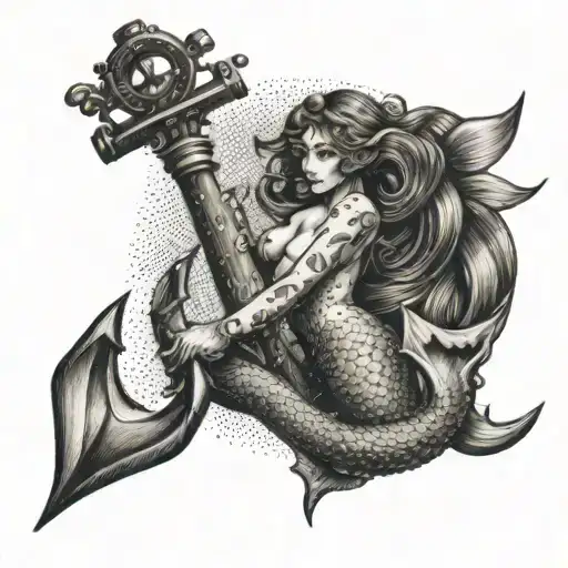 Anchor With Sext Mermaid Swimming