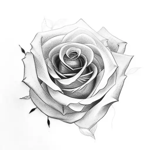 Rose Tatto Outline With Its Stem As Name Avanys