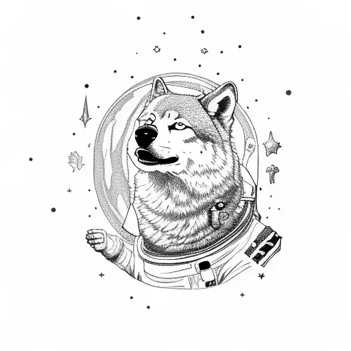 Astronaut With Wolf In Space