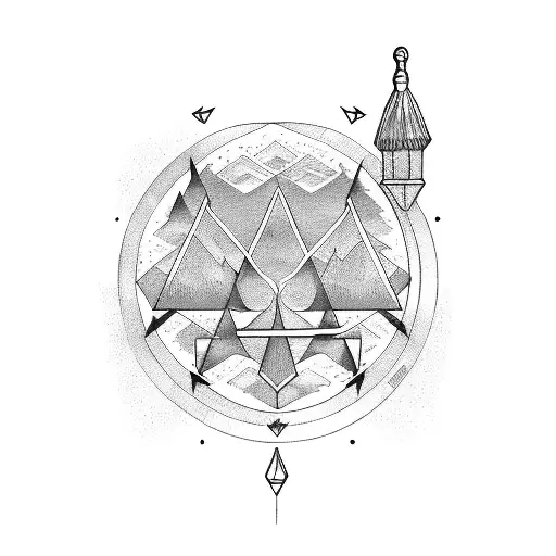 Single Arrow With Russian Text Circles And Triangles