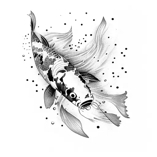Koi Fish Swimming Im The Space Near The Stars
