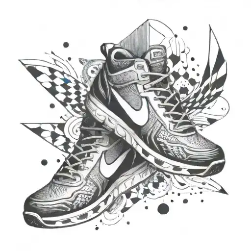 An Abstract Geometric Pattern Incorporating Elements Of Running Shoes And Drumming Beats