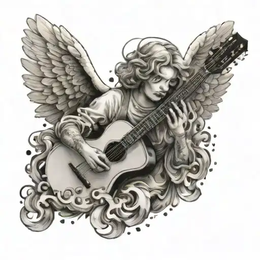 An Angel Playing A Guitar Surrounded By Smoke