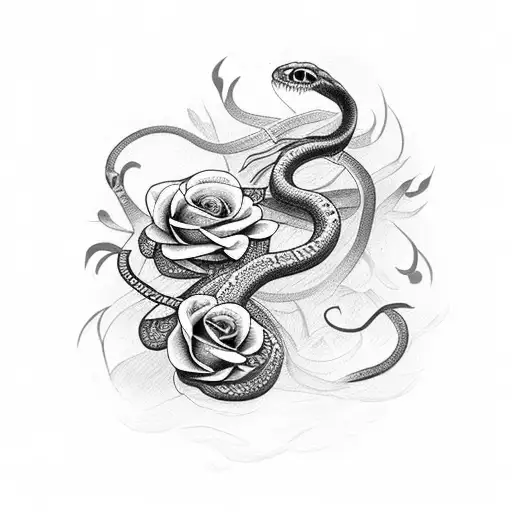 Snake With Roses Traditional