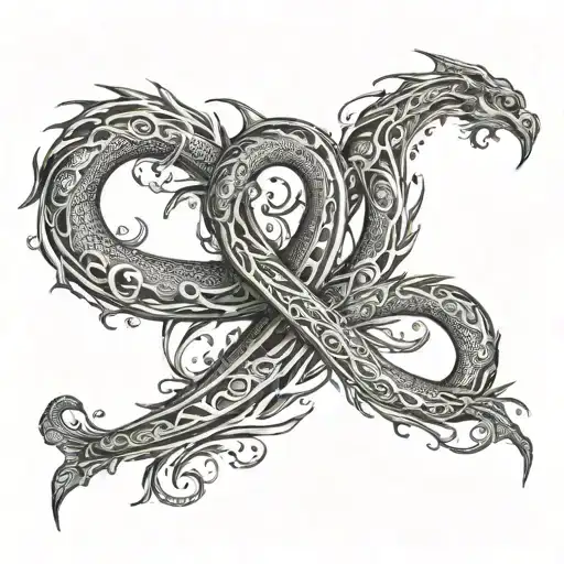 A Music Note Intertwined With A Dragon's Tail Wrapped
