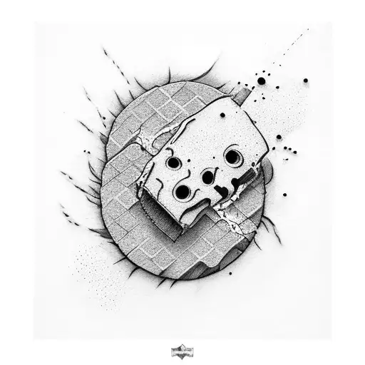 Black Tattoo Of A Tennis Shoe Slip On Brick Dust Being Painted By A Brush