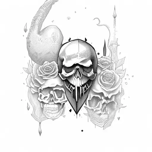 Ace Of Spade Card With Skull In Middle