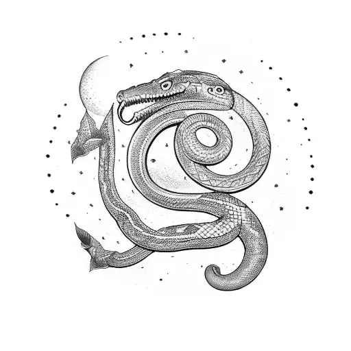 Serpent With Moon