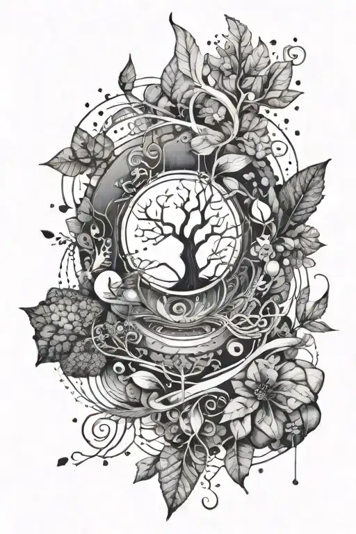 An Abstract Representation Of Indie R&b Music With Nature Elements Intertwined