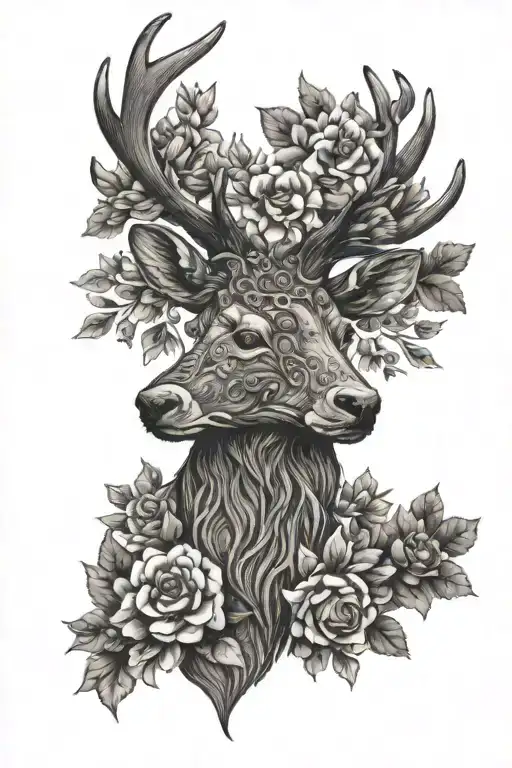 Floral Stag Head