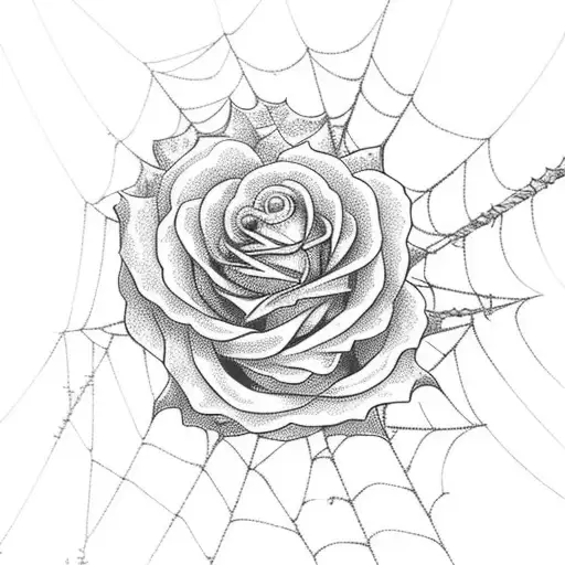 Spider Web On Pink Roses And Spider On That Web Big Spider
