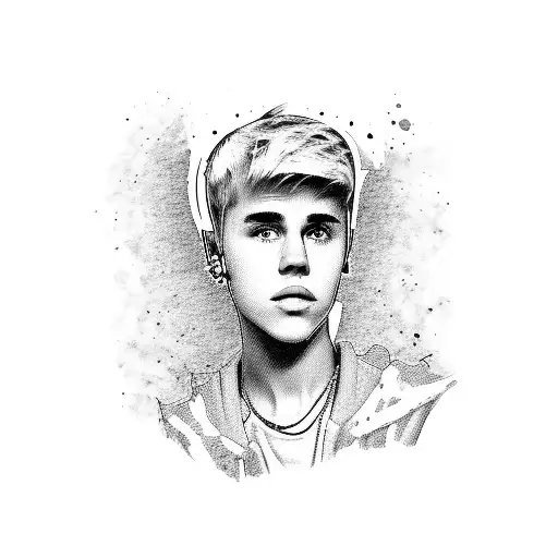 A Design Featuring Justin Bieber's Face Merged With A Guitar