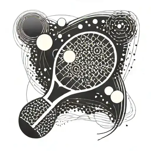 Design A Minimalist Tattoo Featuring Abstract Lines That Form A Padel Racket And Ball