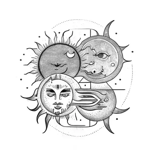 Sun And Moon With The Sign Of Leo