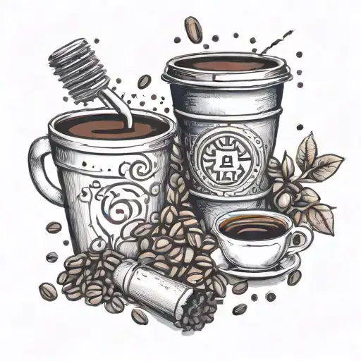 Cosmetology Tools Intertwined With Coffee Beans And Food Items