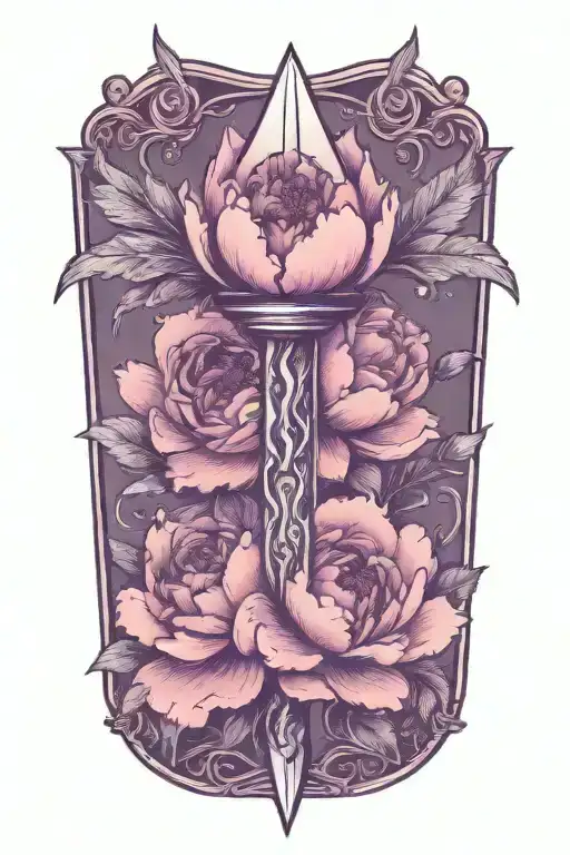 Traditional Dagger With Peony Flower Barbwire And Lace