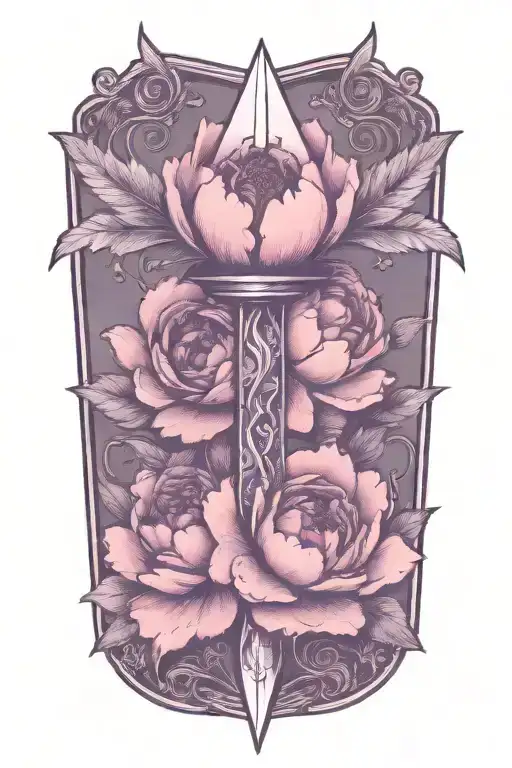 Traditional Dagger With Peony Flower Barbwire And Lace