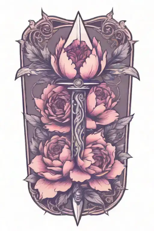 Traditional Dagger With Peony Flower Barbwire And Lace
