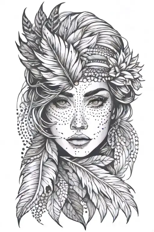 Woman Face Inside Feather