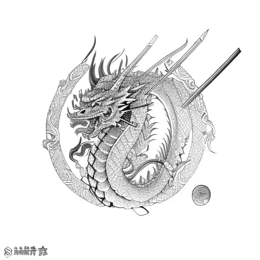 Samurai With A Dragon Behind