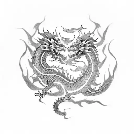 Chinese Dragon Whose Body Is In The Shape Of The Leo Sign Symbol