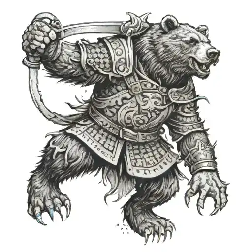 A Bear Warrior Leading A Historical Battle Against Ghostly Enemies