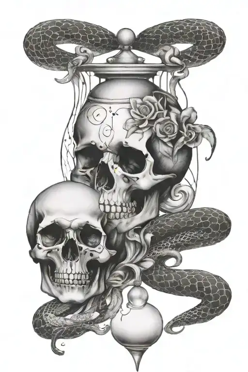 Momento Mori And Snake And Hourglass