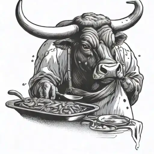 A Bull Chef Cooking Up A Delicious Meal In A Kitchen With A View Of The Beach