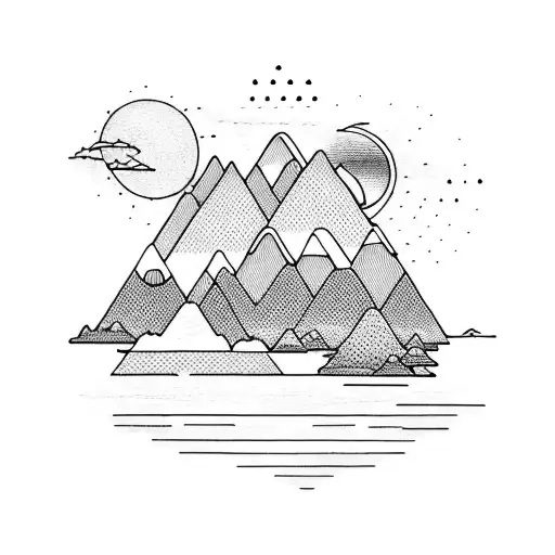 Mountains Sunset And Beach