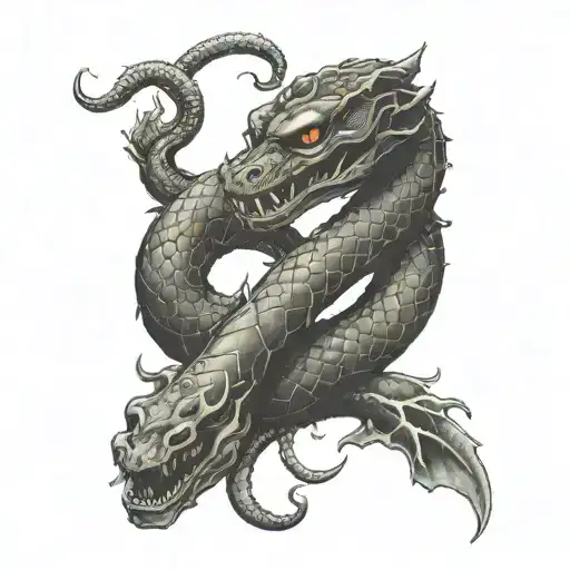 A Demon Snake Wrapped Around A Welding Torch Surrounded