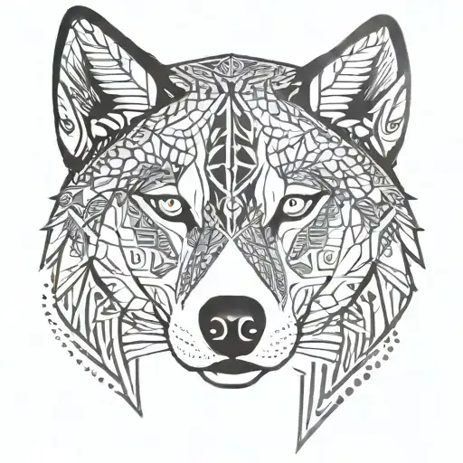 Symmetrical Siberian Husky Face Geomtric Tribal