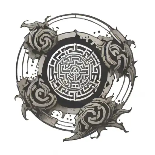 A Labyrinth With A Broken Chain At The Center Representing Breaking Free From Anxiety