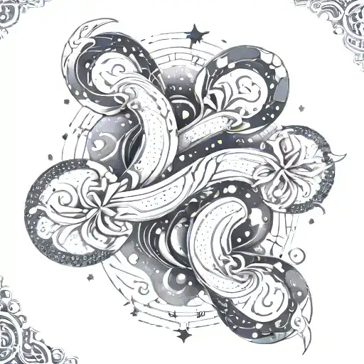 An Intricate Uterine Design Intertwined With Aries Constellation Stars