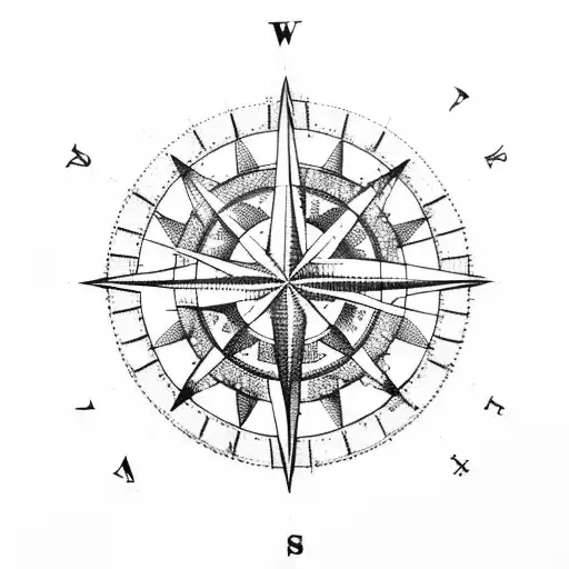 Nautical Map With A Compass Rose